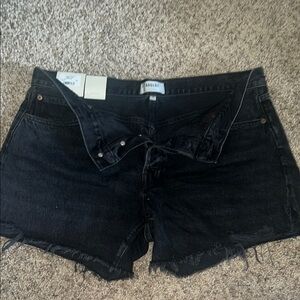 Agolde ‘Parker’ Long Jean Shorts Distressed Hem